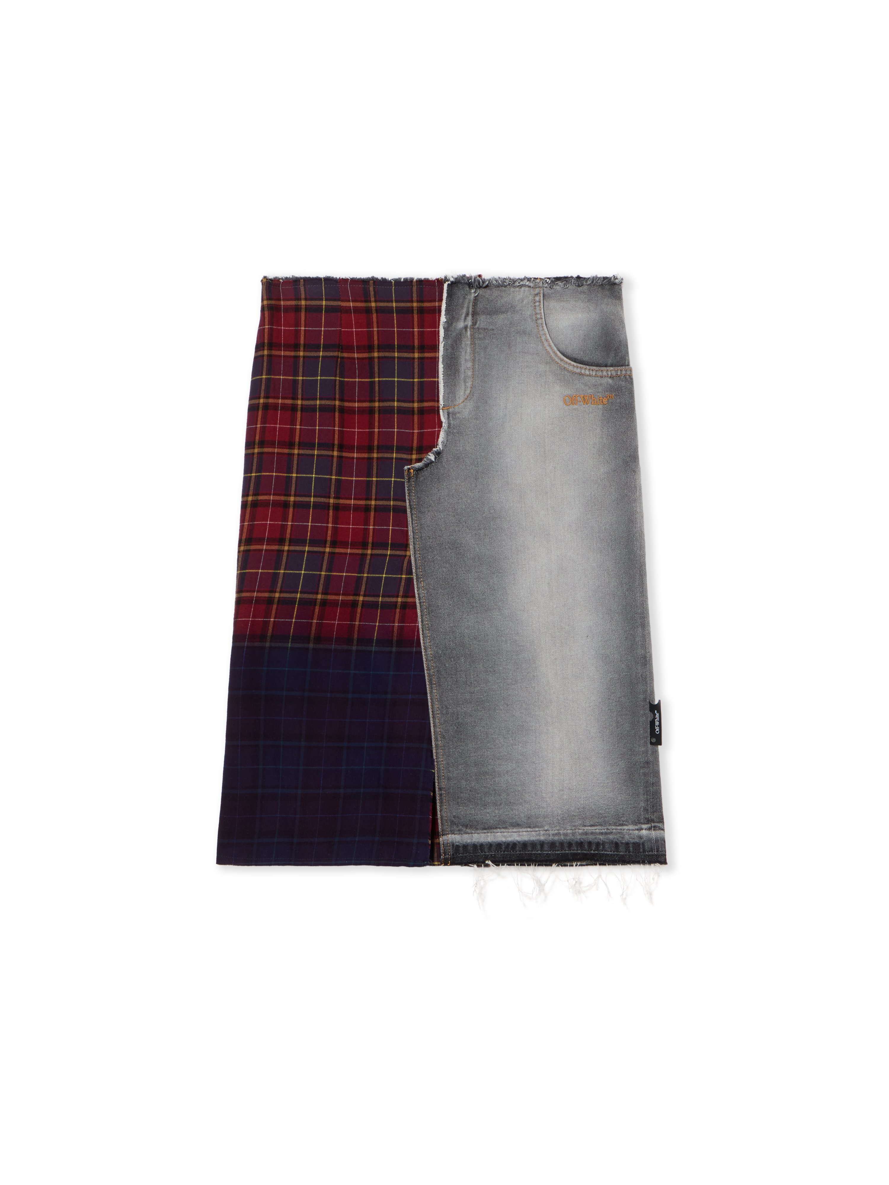 Check Flannel Denim Skirt - Female Denim Bleach Black