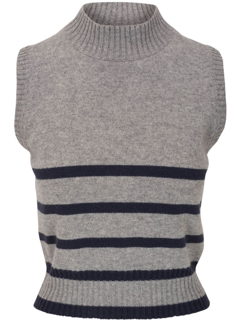 Striped sleeveless cashmere jumper - Grey