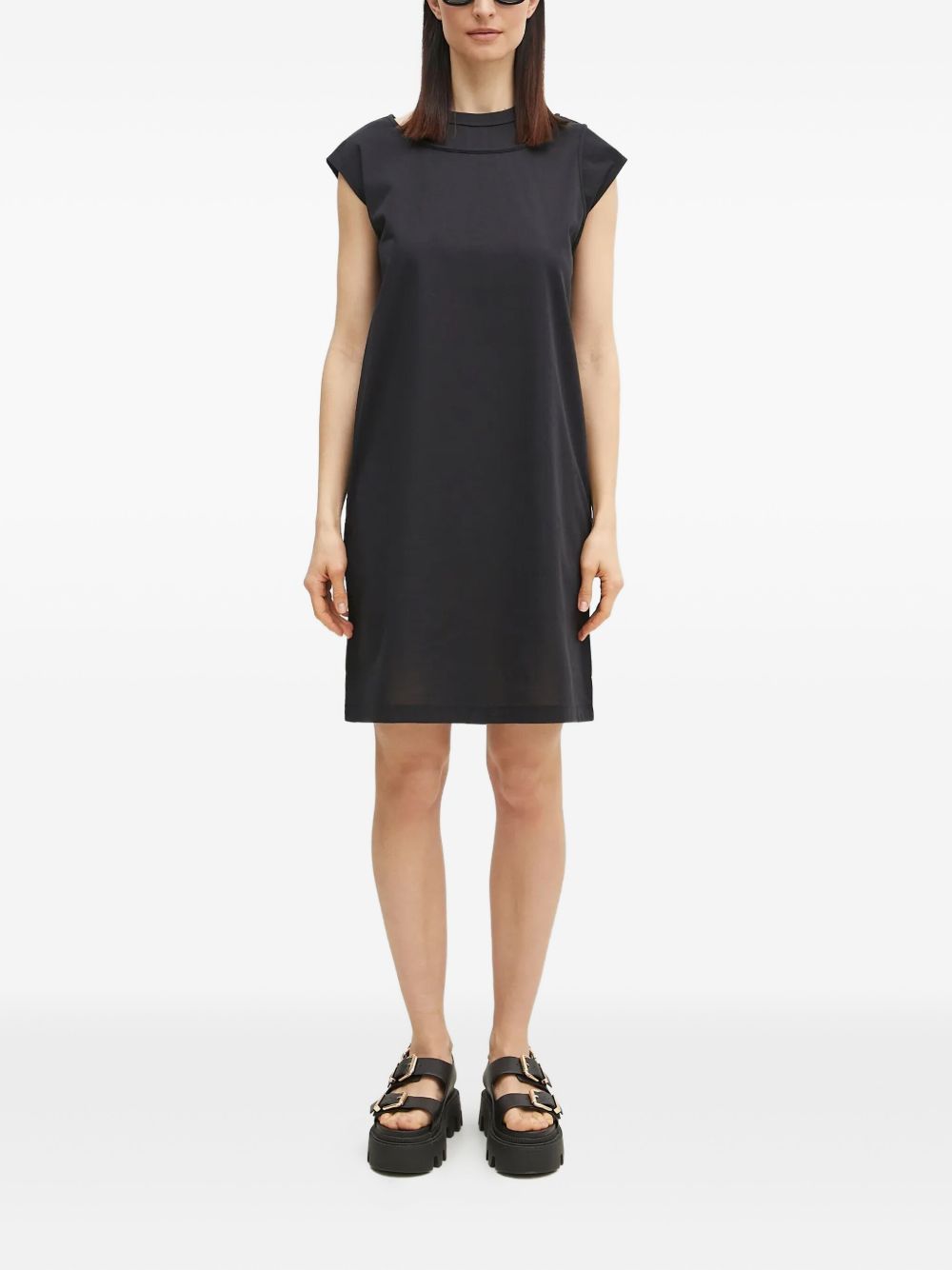 Tee cap-sleeve round-neck dress - Black