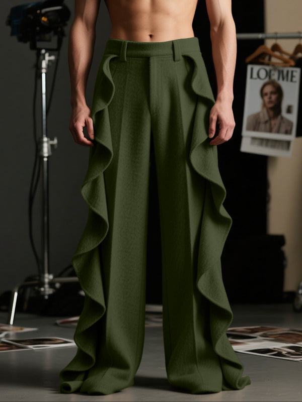 Men's Ruffled Patchwork Casual Pant SKUL29560 - Green / S