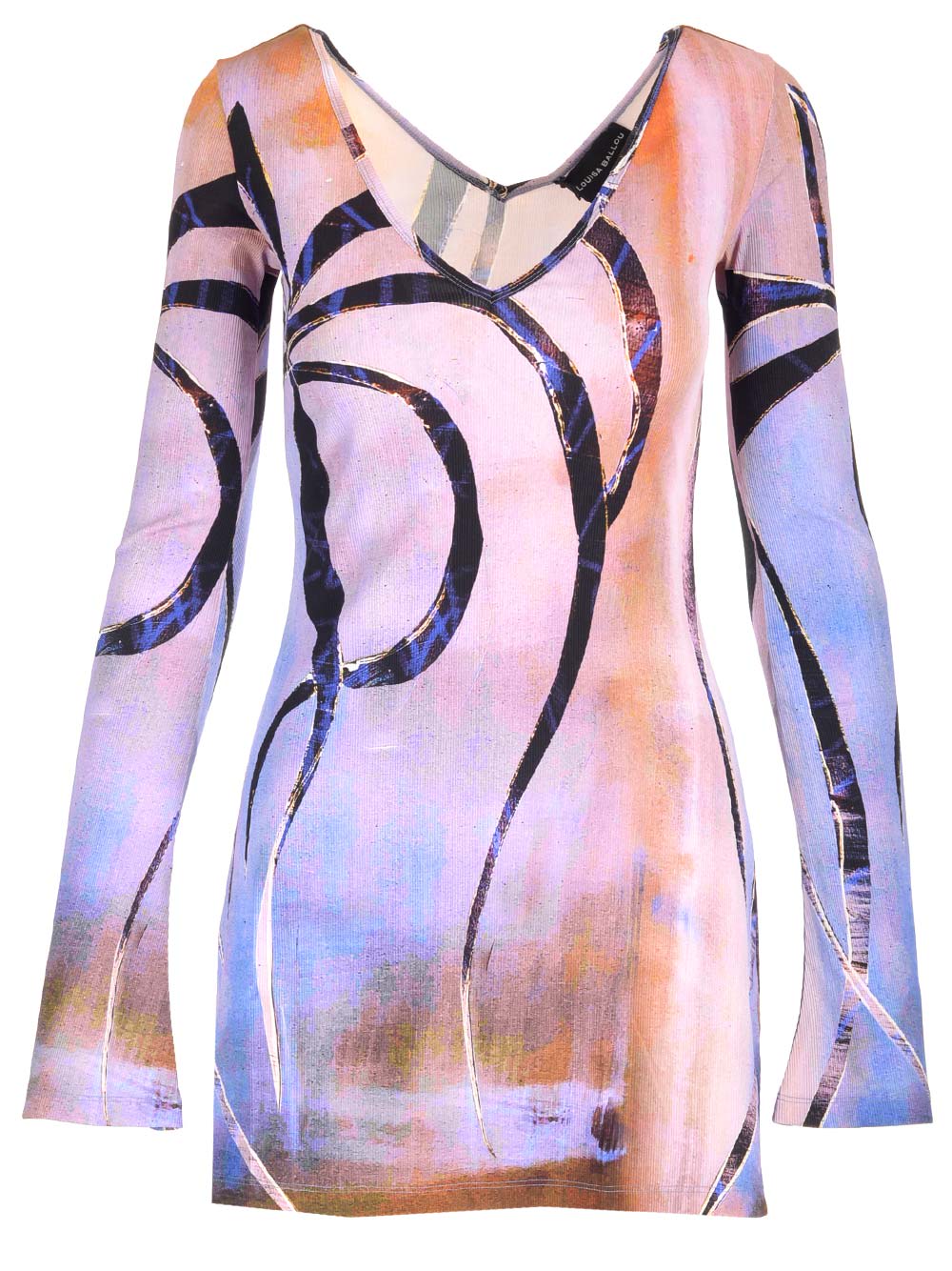 Enigma-print ribbed-knit minidress - Purple