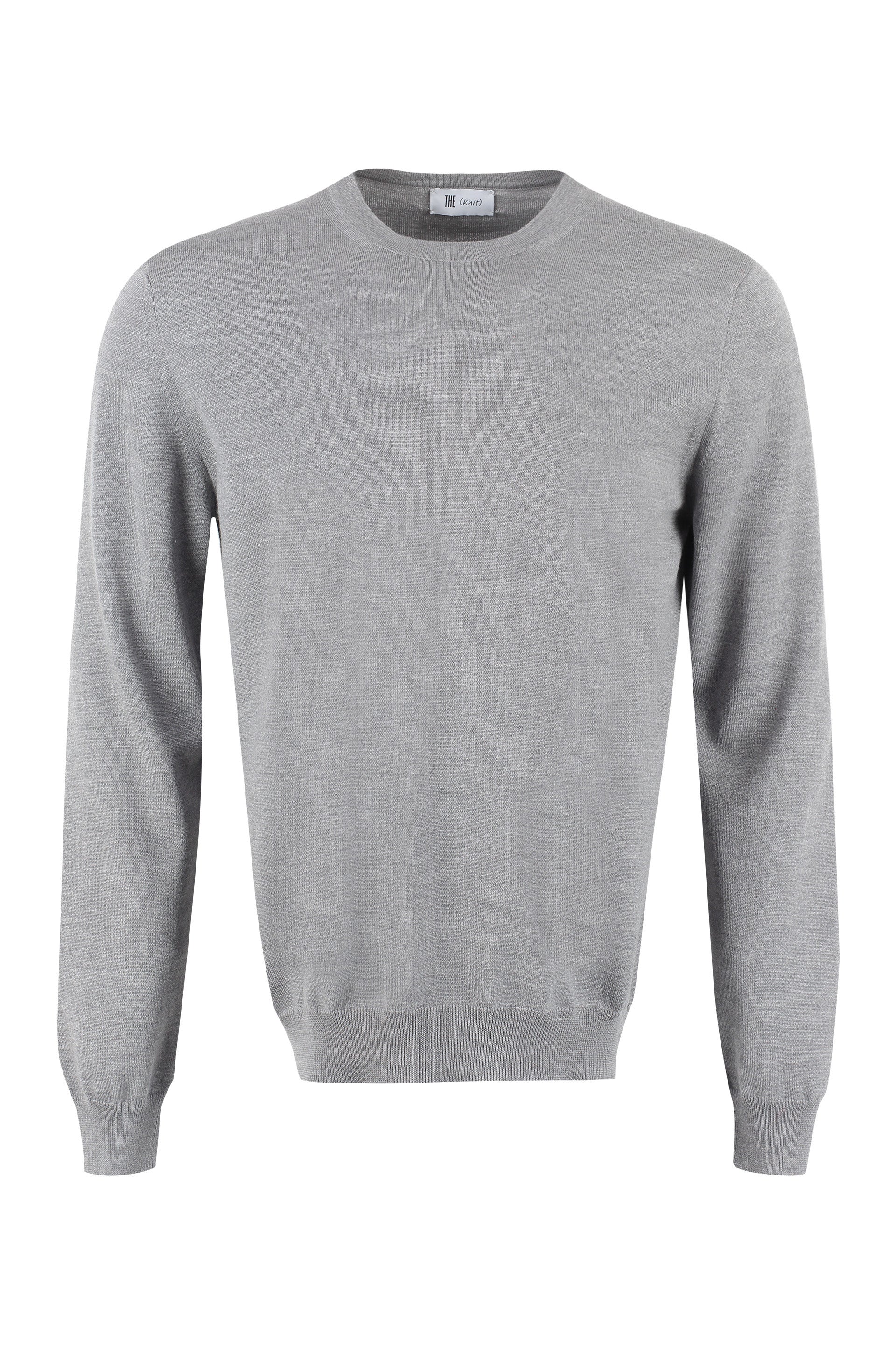 The (alphabet) Crew-Neck Extra-Fine Wool Sweater with Ribbed Edges