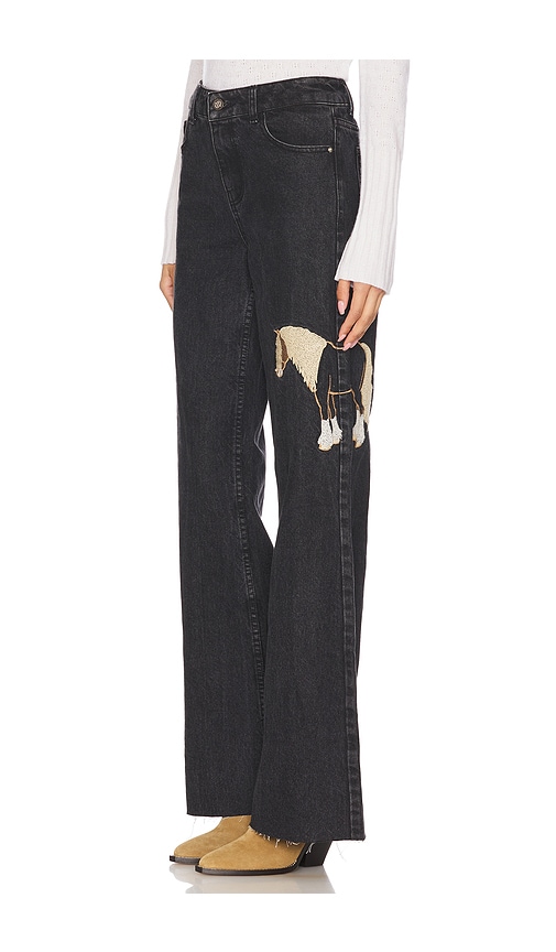 Understated Leather Horsey Jeans in Black. - 30 also , 24, 25, 27