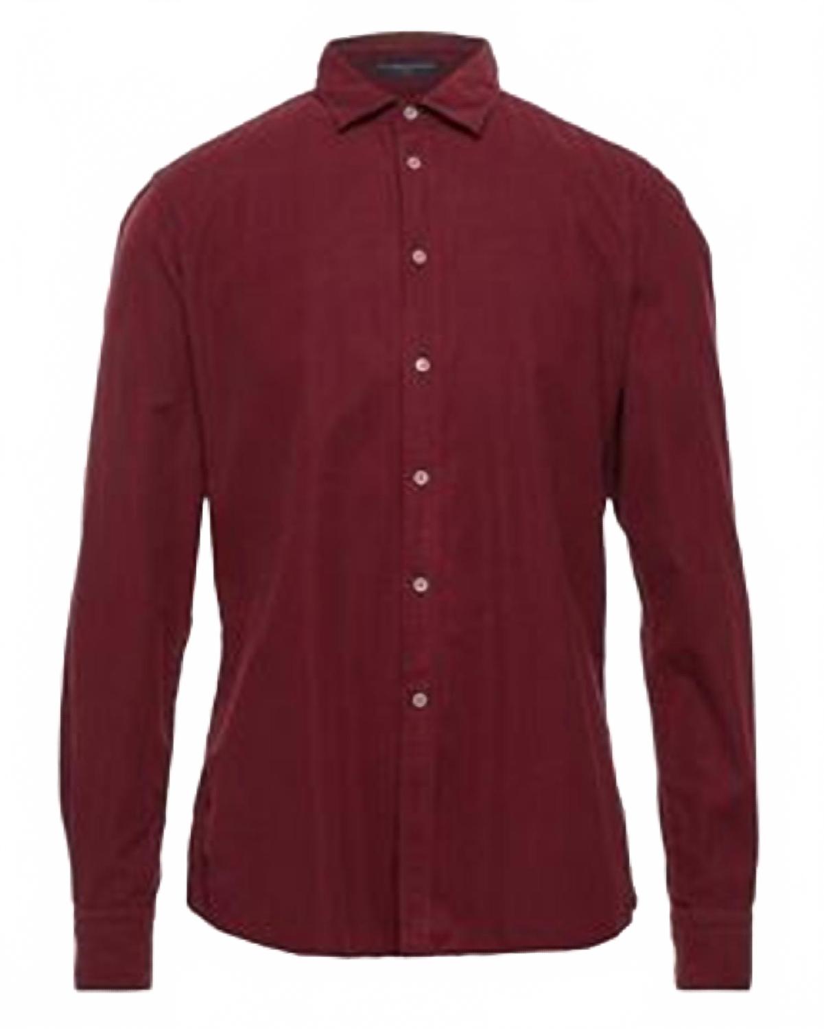 Men's Long Sleeves Shirt In Burgundy