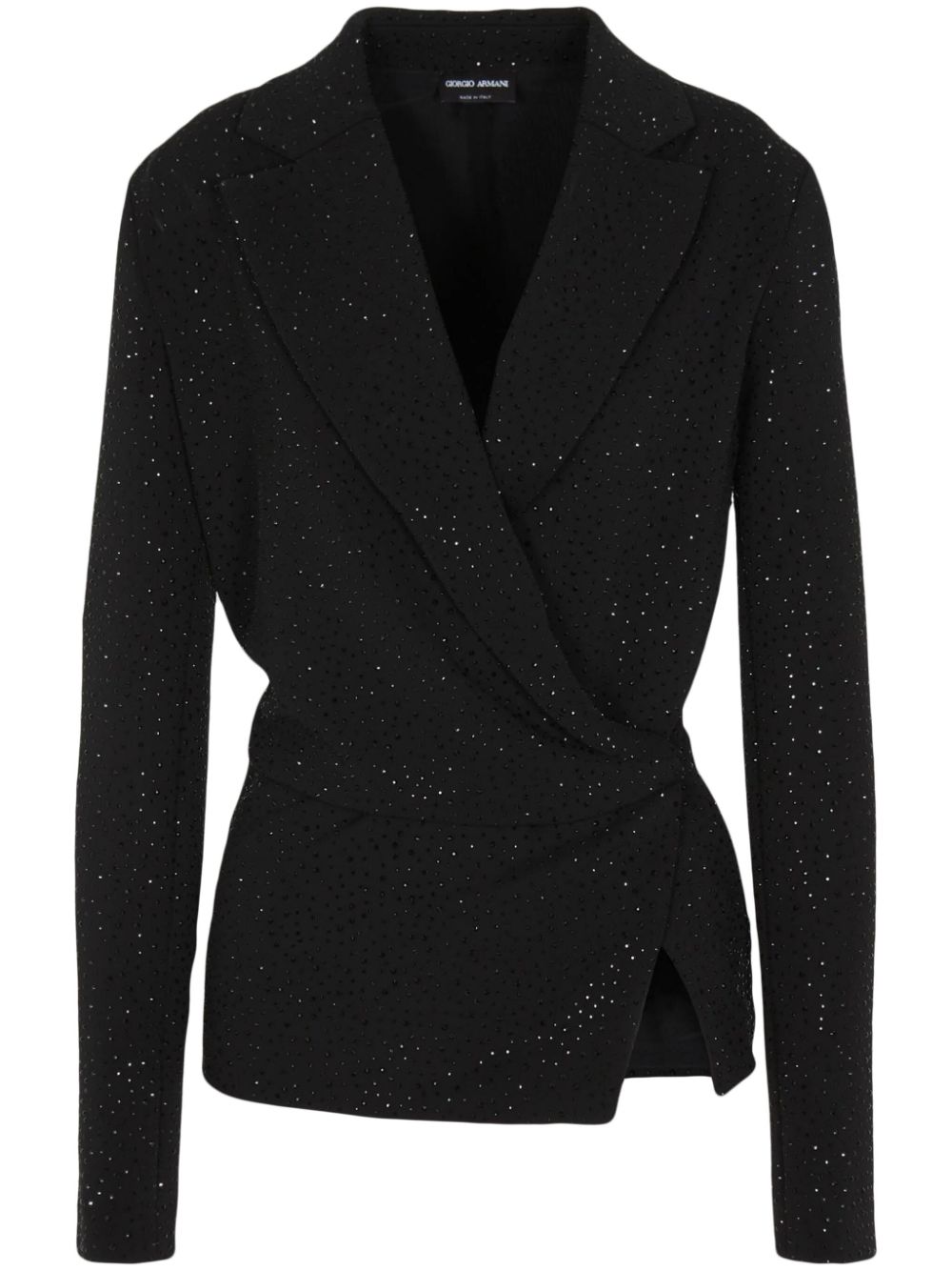 Notched-lapels wrapped blazer - Black