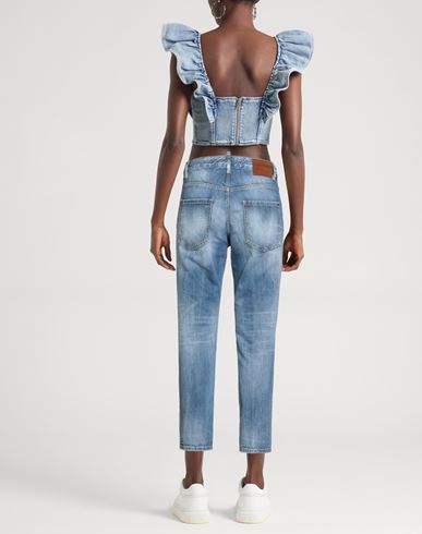Woman Jeans Blue Size 0 Cotton, Calfskin
