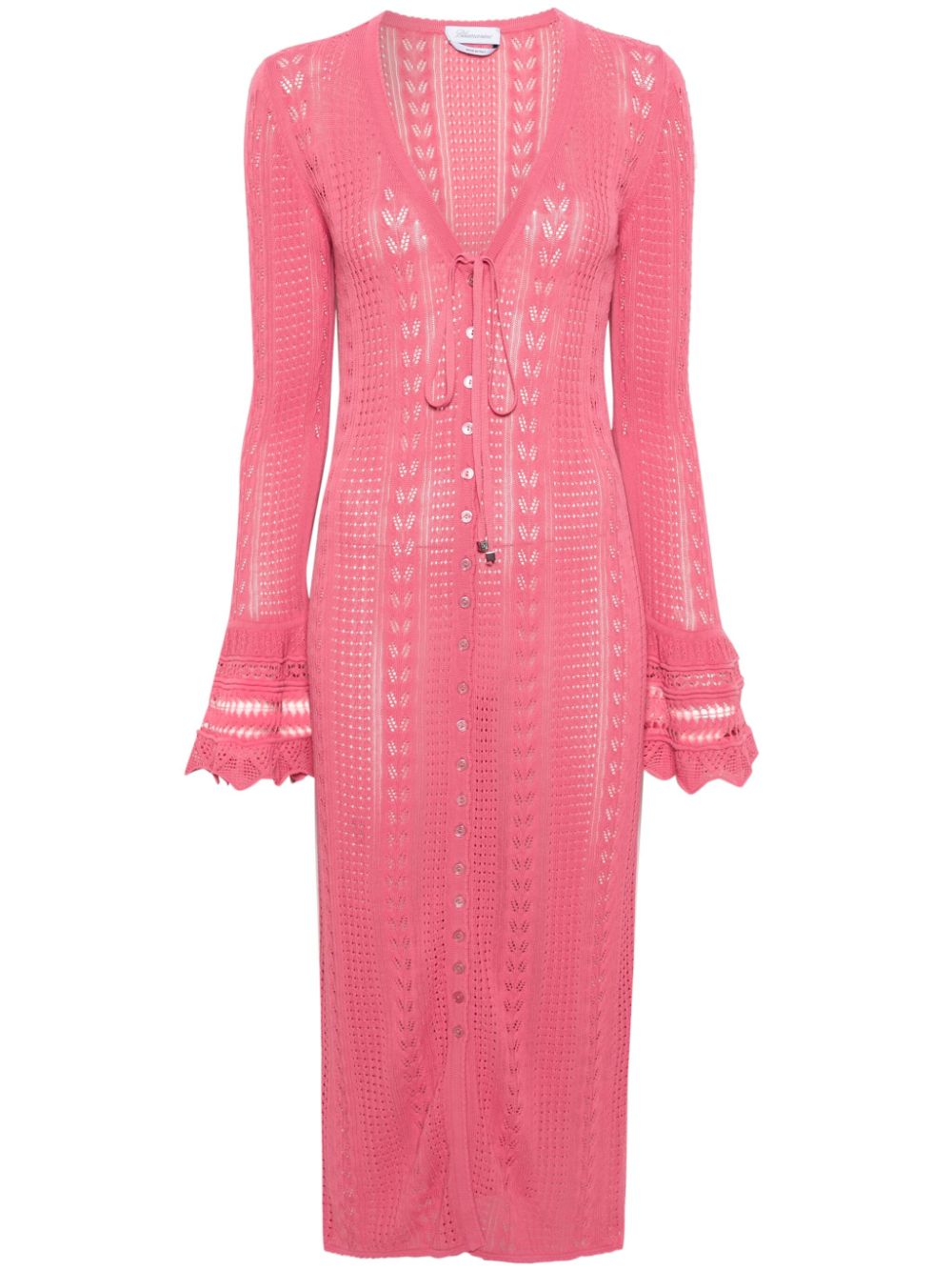 Pointelle-knit V-neck maxi dress - Pink