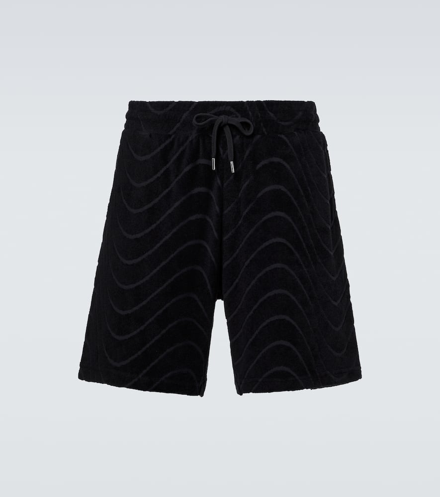 Embroidered cotton-blend terry shorts