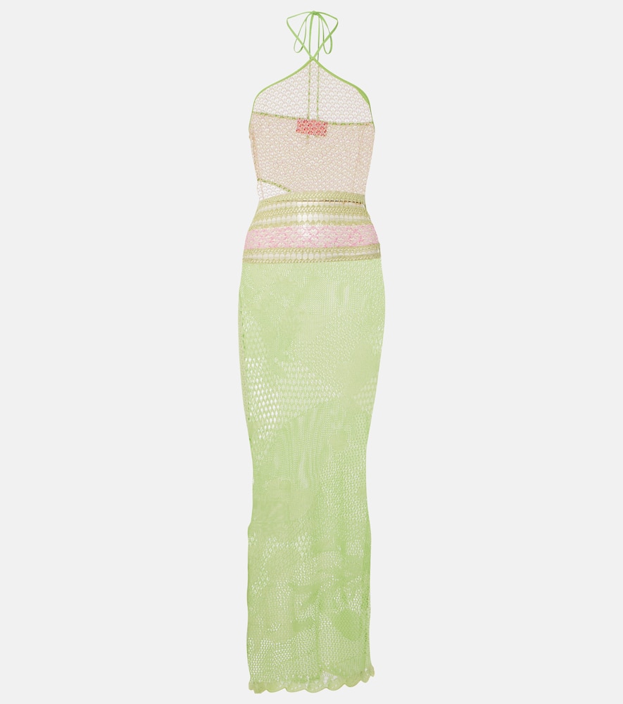 Natalie halterneck cotton-blend maxi dress