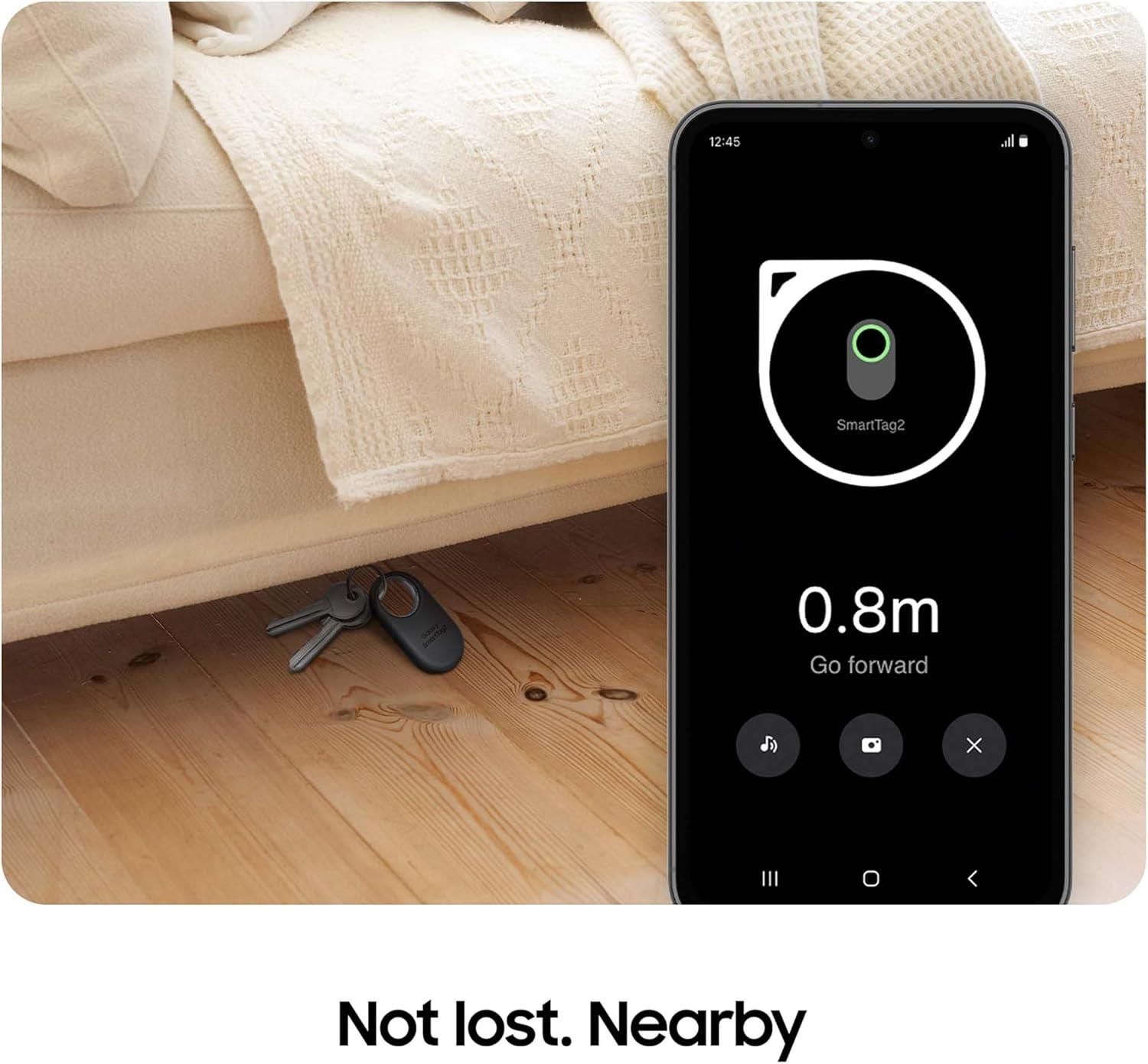 Samsung Galaxy SmartTag2 Bluetooth Tracker 4 Pack Compass View AR/Find Lost Mode in White