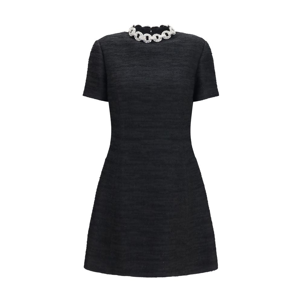 Embellished Crew Neck Dress — Black