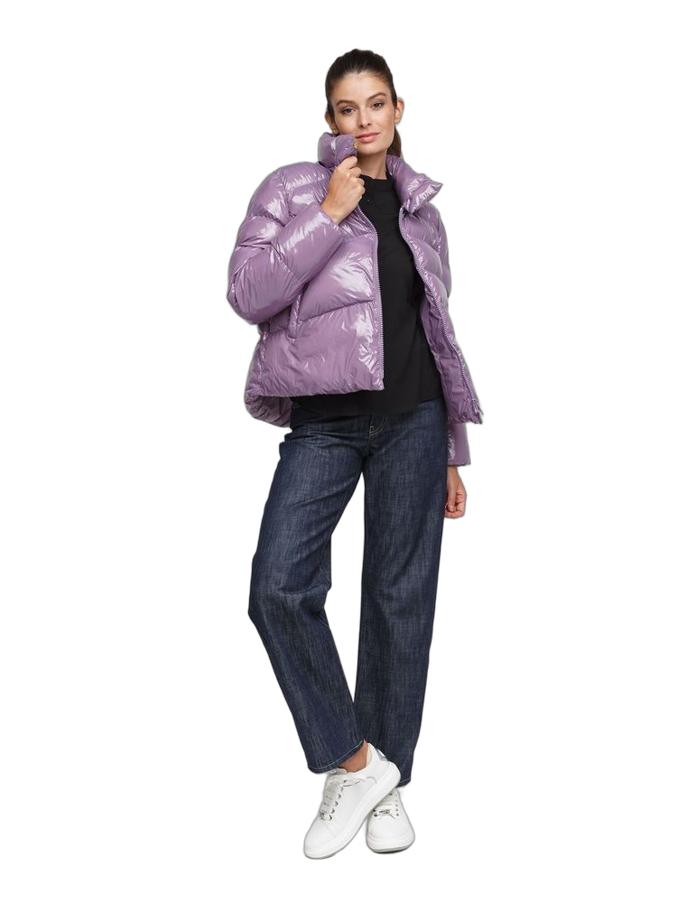 Quilted Puffer Down Jacket — Purple
