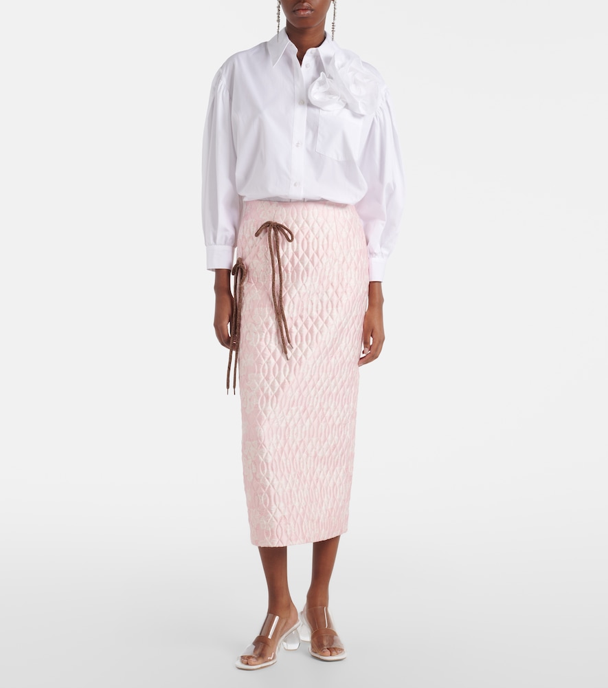 Floral quilted pencil skirt