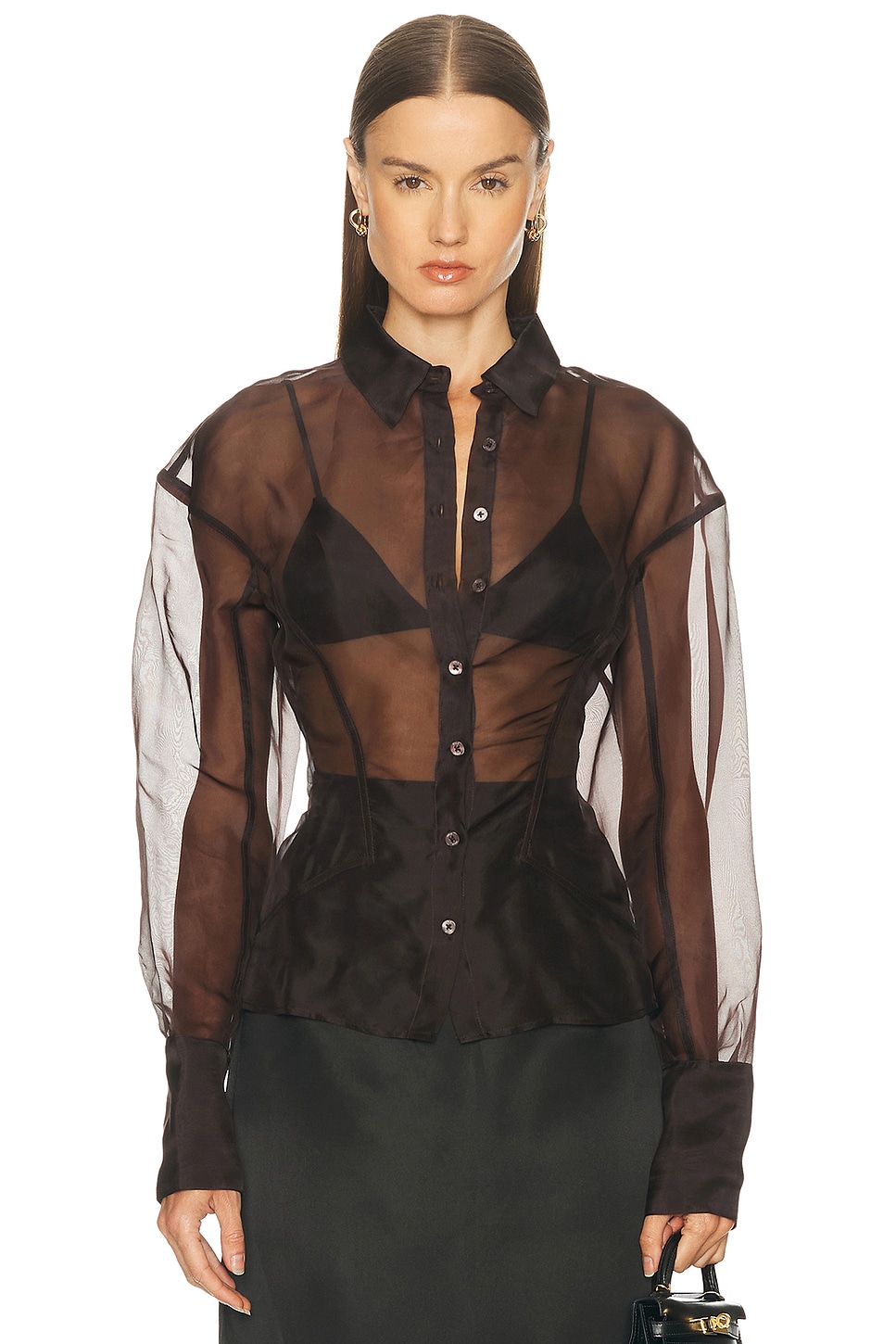 Staud Aida Top in Earth - Brown. L also in XS