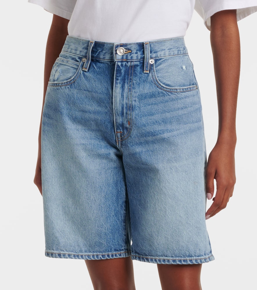 High-rise denim Bermuda shorts