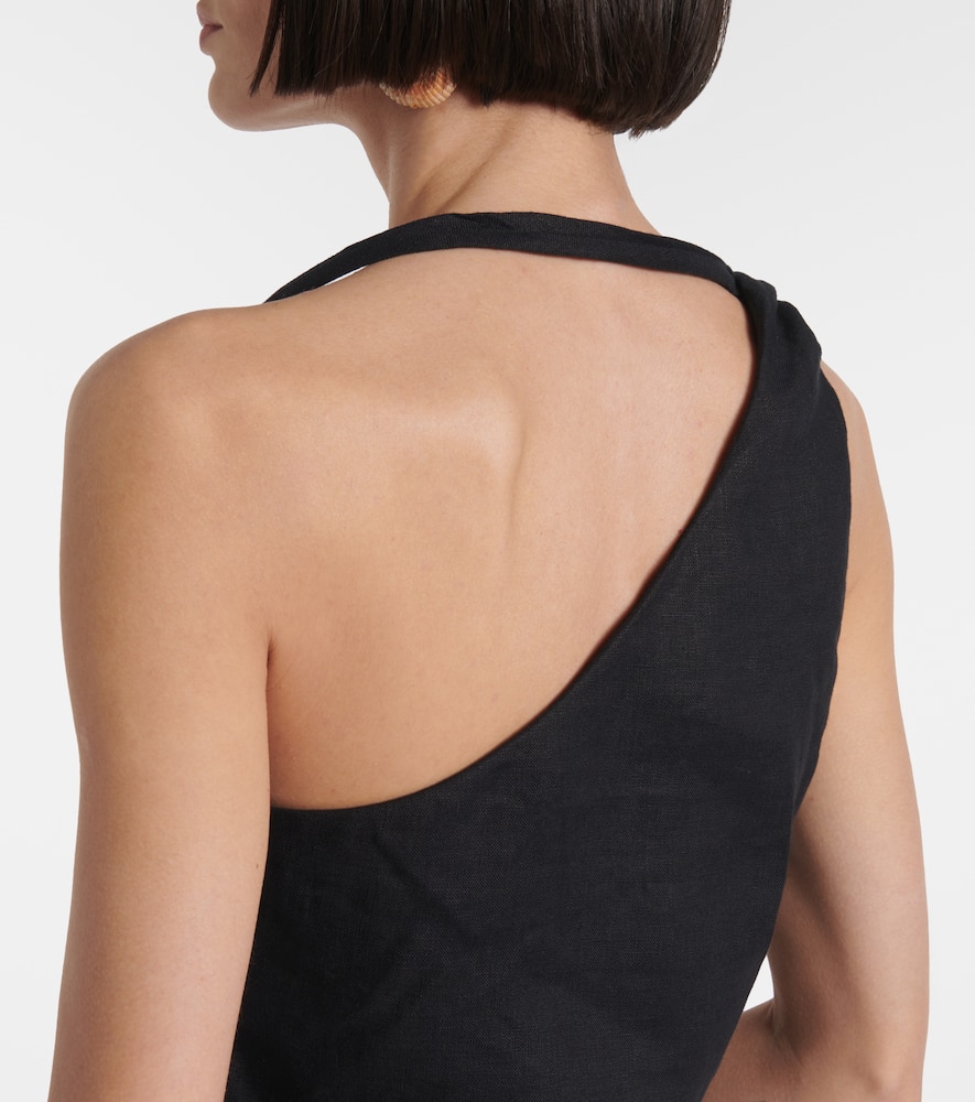 Affogato asymmetric linen minidress
