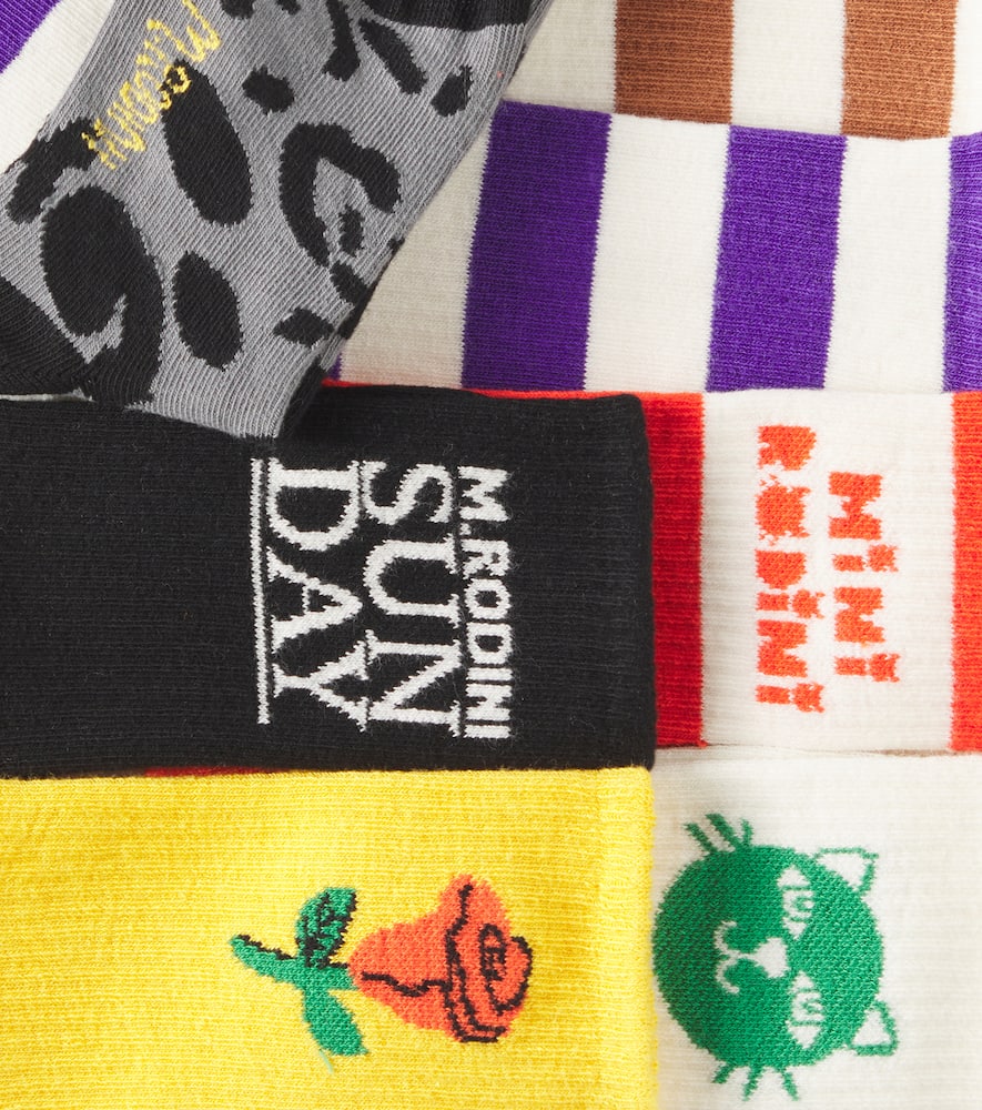 Set of 7 printed cotton-blend socks