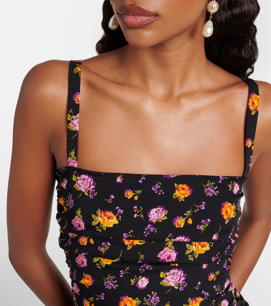 Floral silk-blend charmeuse minidress