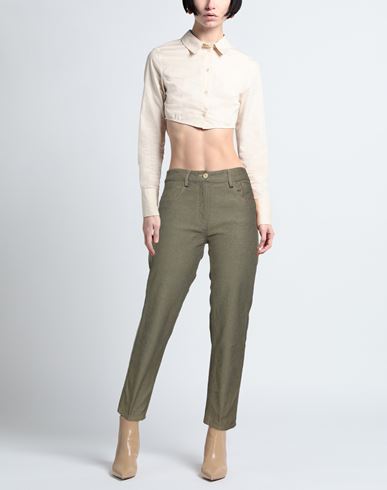 Virna Drò Woman Jeans Military green Size 4 Cotton, Elastane