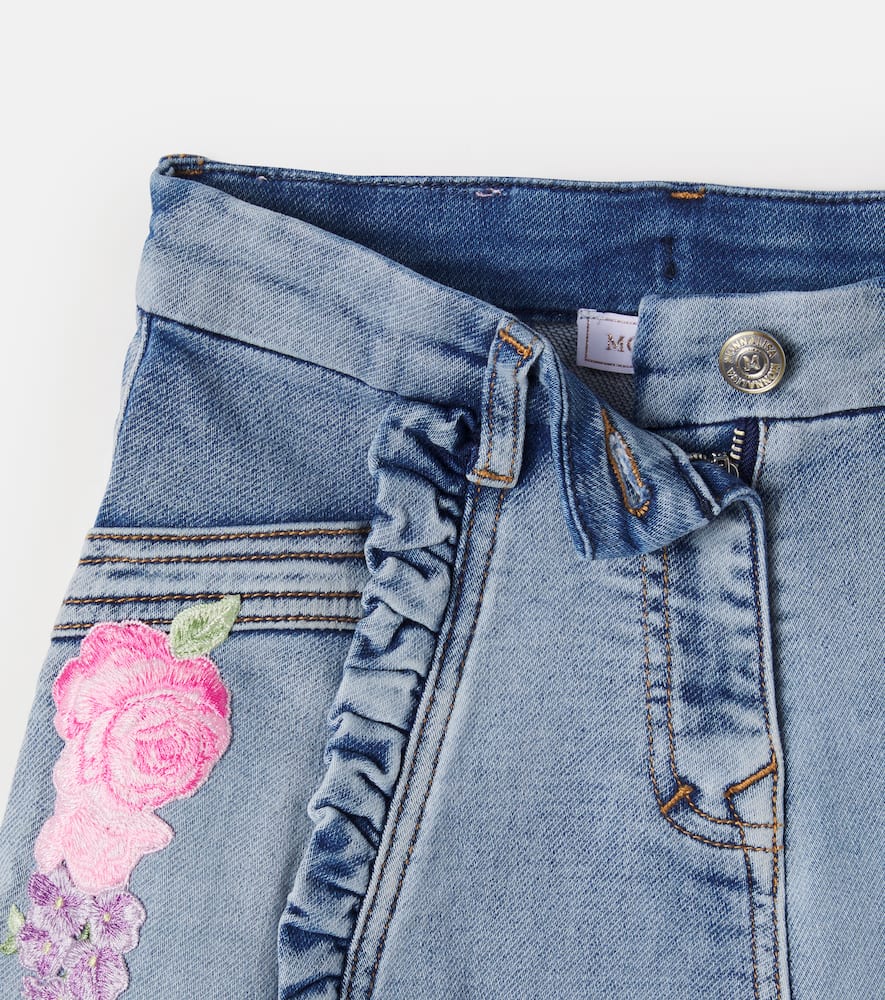 Embroidered denim skirt