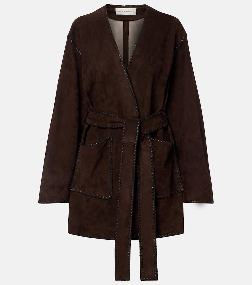 Anika suede wrap coat