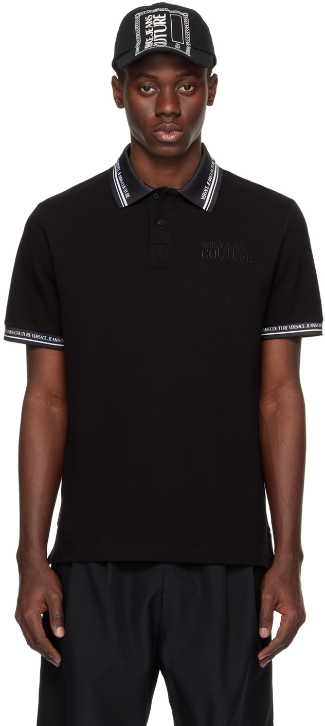 Versace Jeans Couture Black Printed Polo