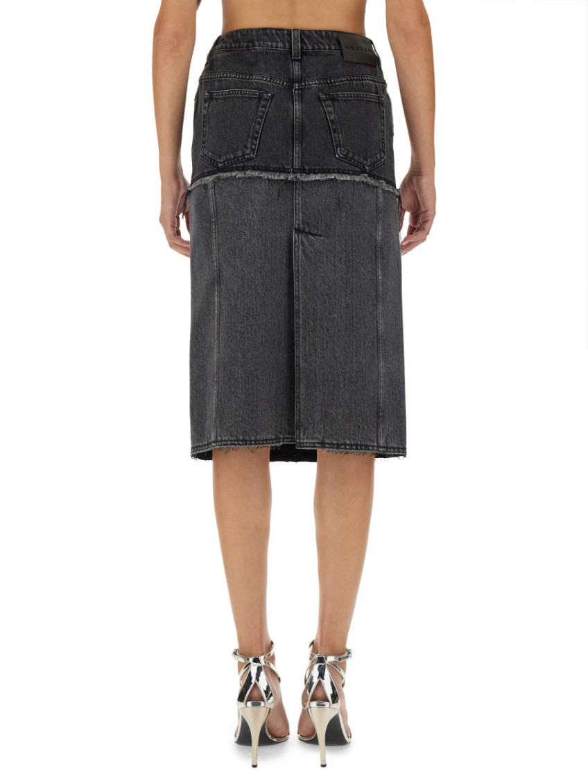 Black Solid Midi Skirt