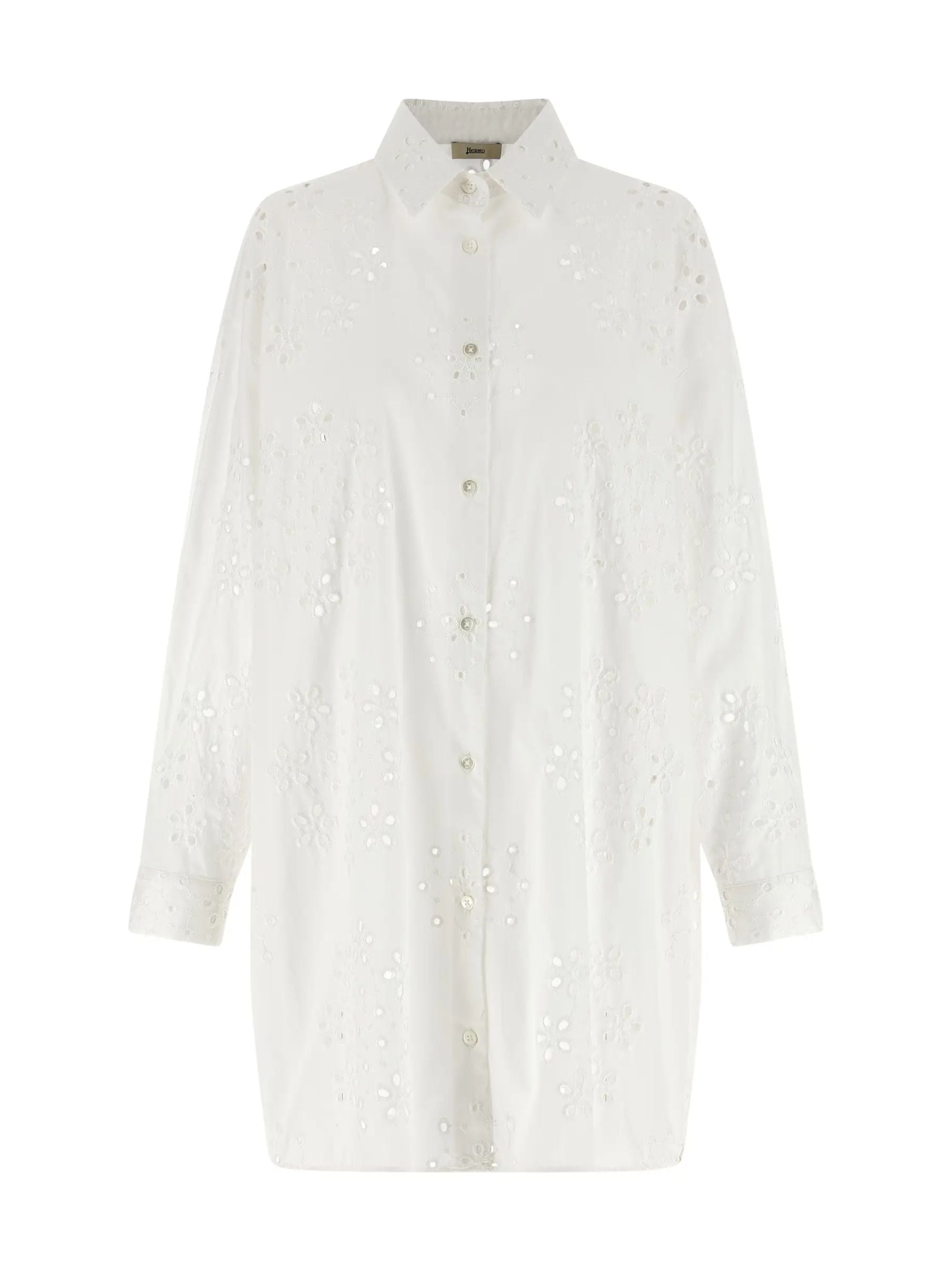 Elegant Long Sleeve Cotton Shirt with Embroidery