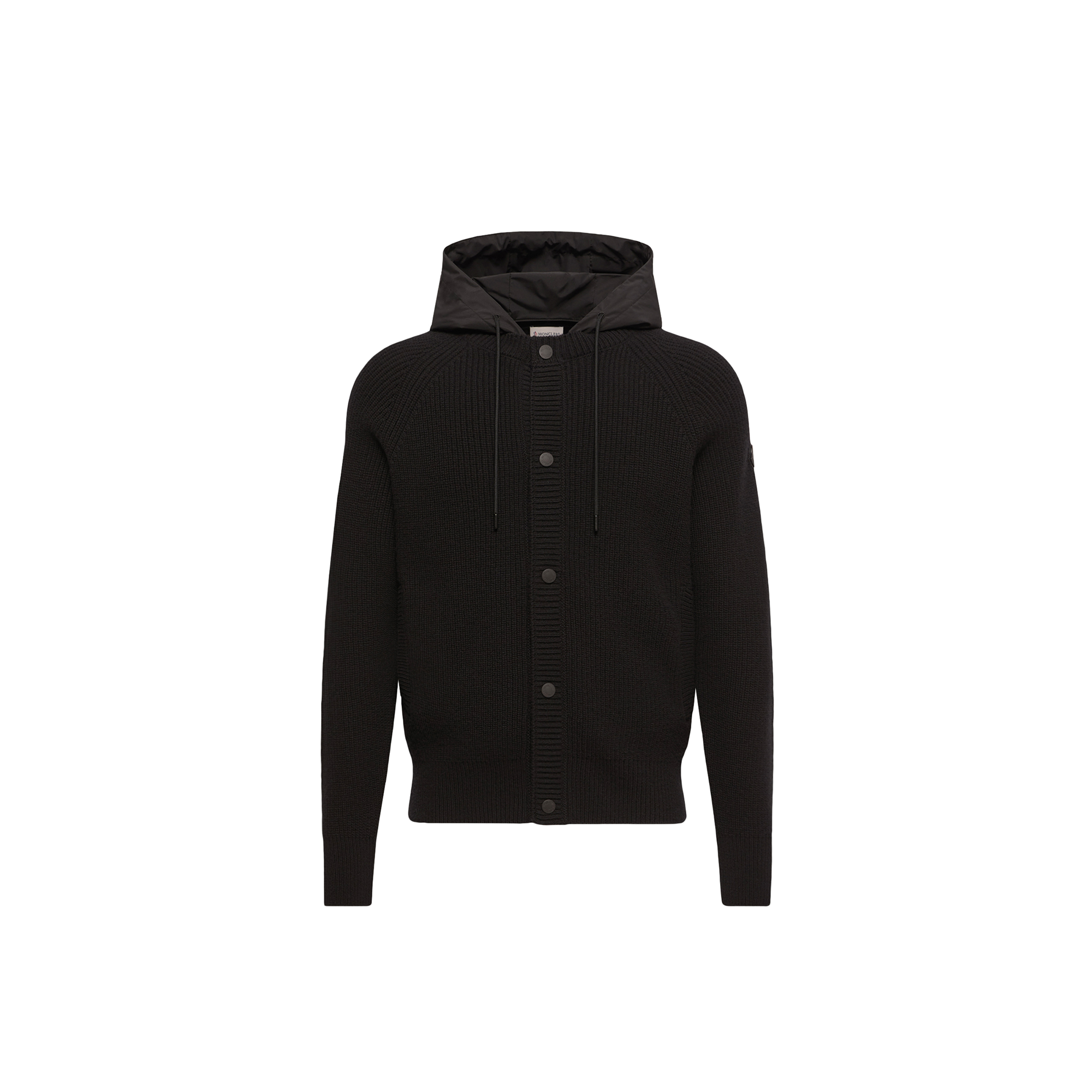 Ribbed Wool Hooded Jacket — Black