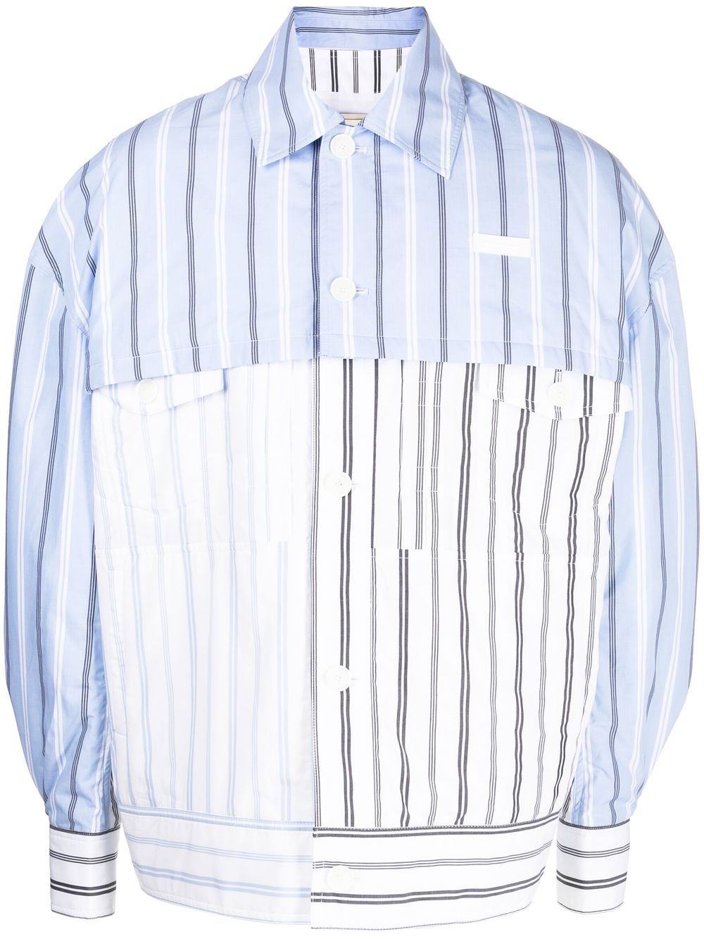 Layered striped jacket - White
