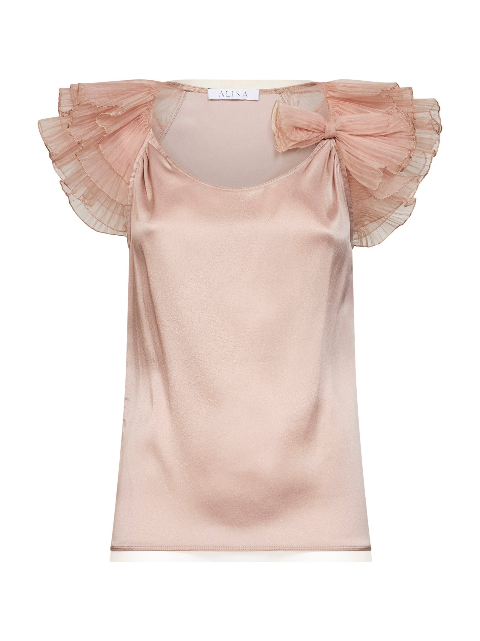 Ruffled Tulle Blouse — Pink