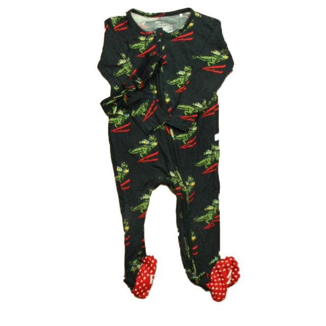Girls Navy Dinosaurs 1-piece footed Pajamas