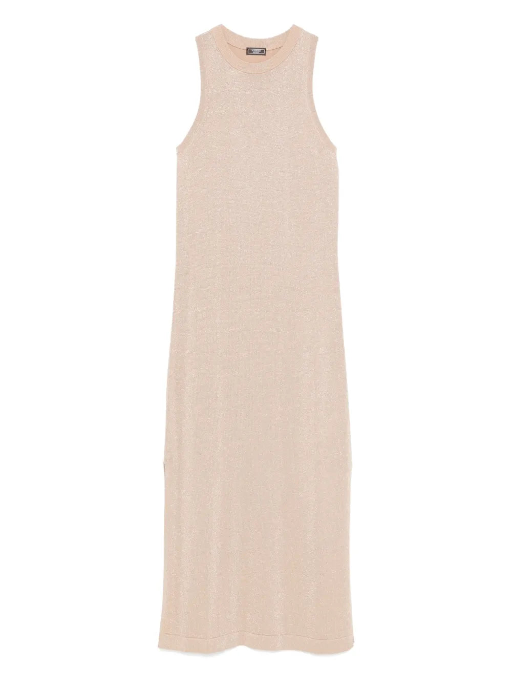 Ribbed Lurex Maxi Dress — Beige