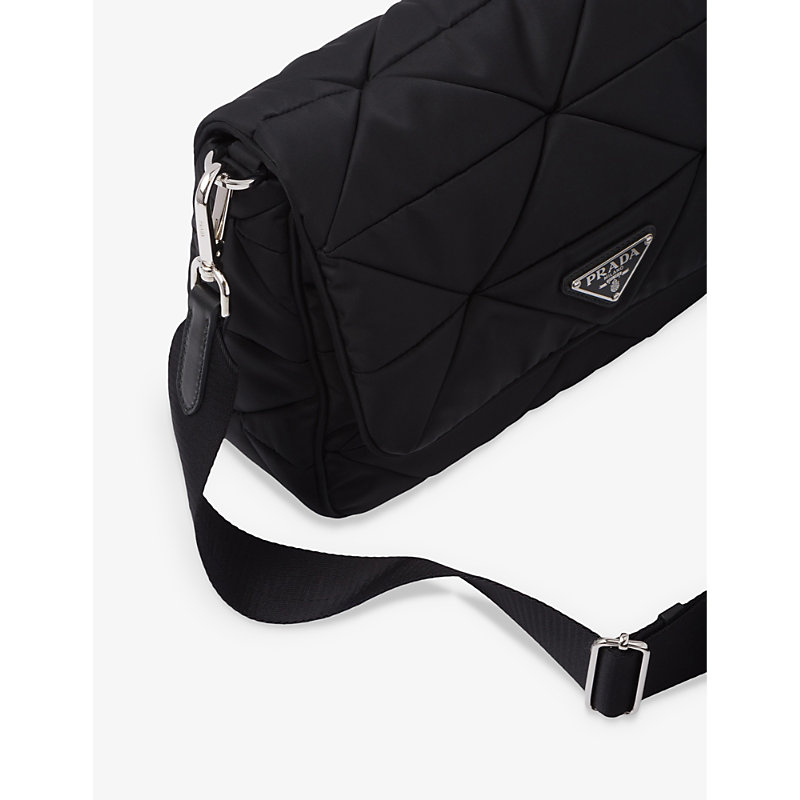Womens Black Padded Re-Nylon Shoulder bag 