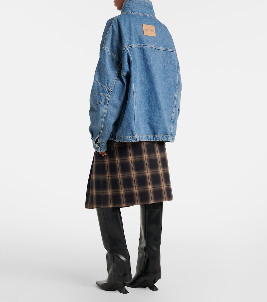 Plaid pleated cotton midi skirt