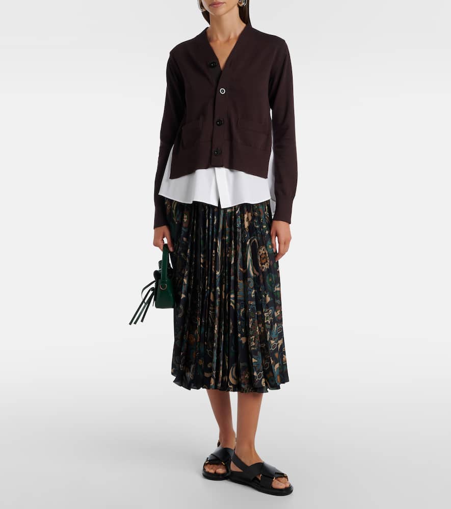 Layered cotton cardigan