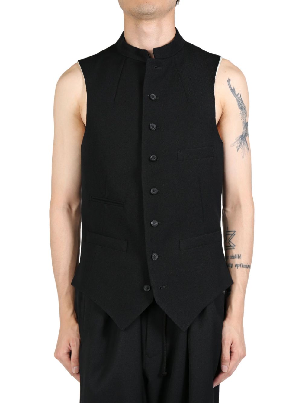 Stand-up collar vest - Black
