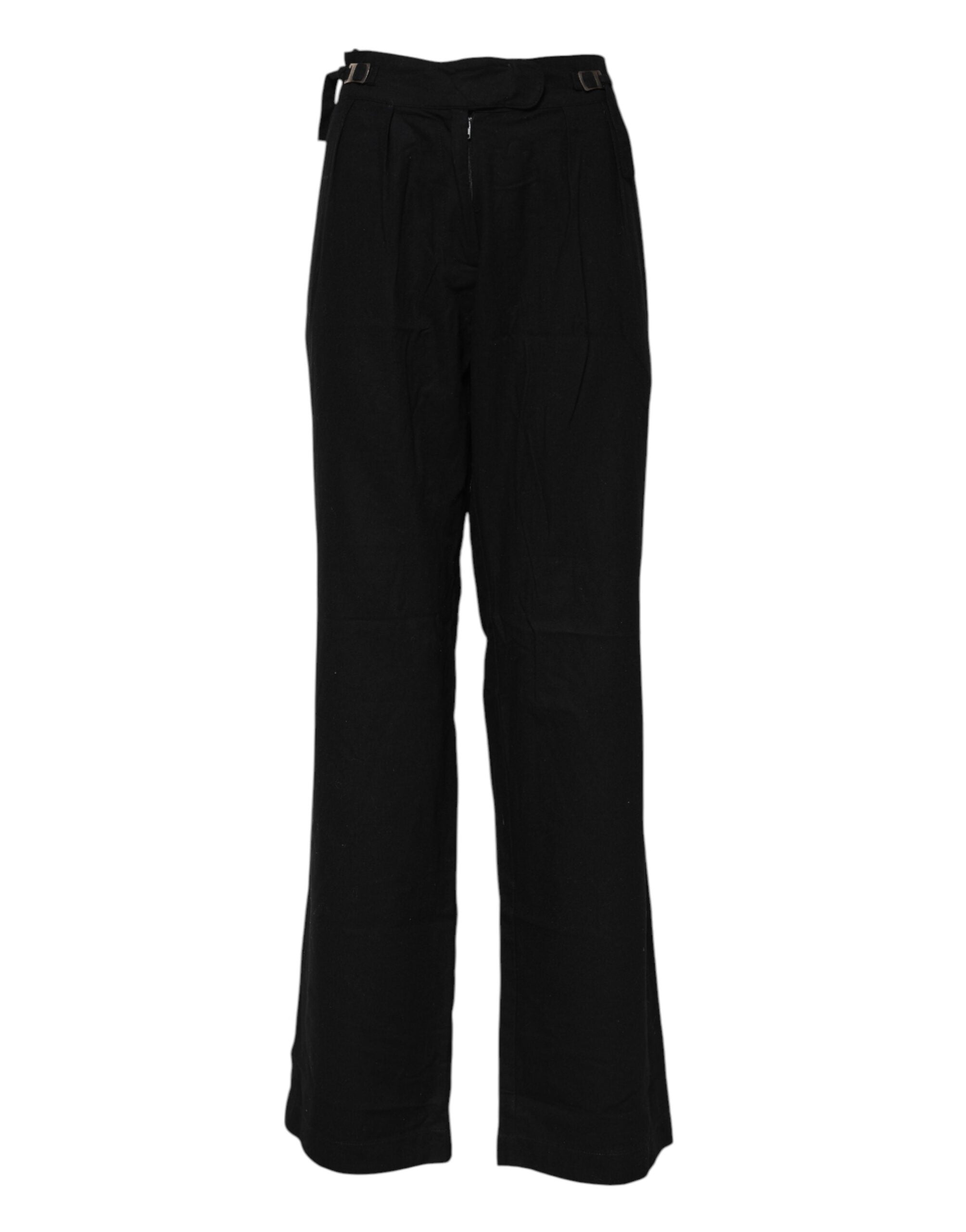 Virgin Wool High Waist Trousers — Black