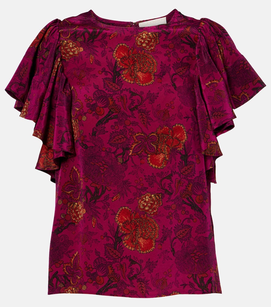 Lena floral silk crêpe de chine top