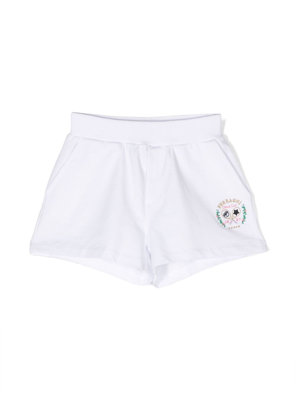 Embroidered-logo tennis shorts - White