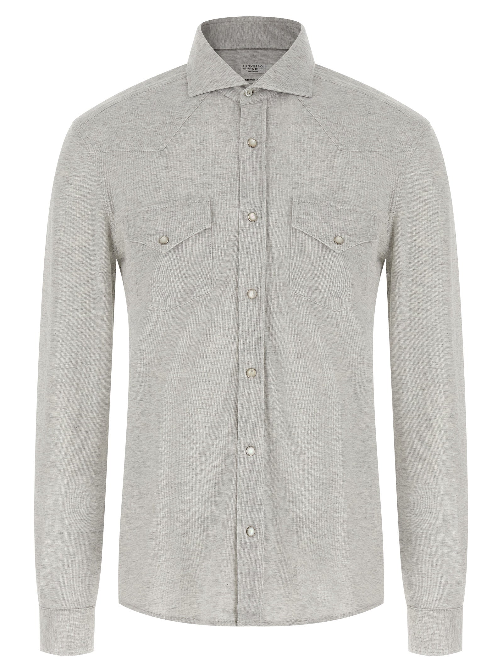Cotton Piqué Shirt — Gray