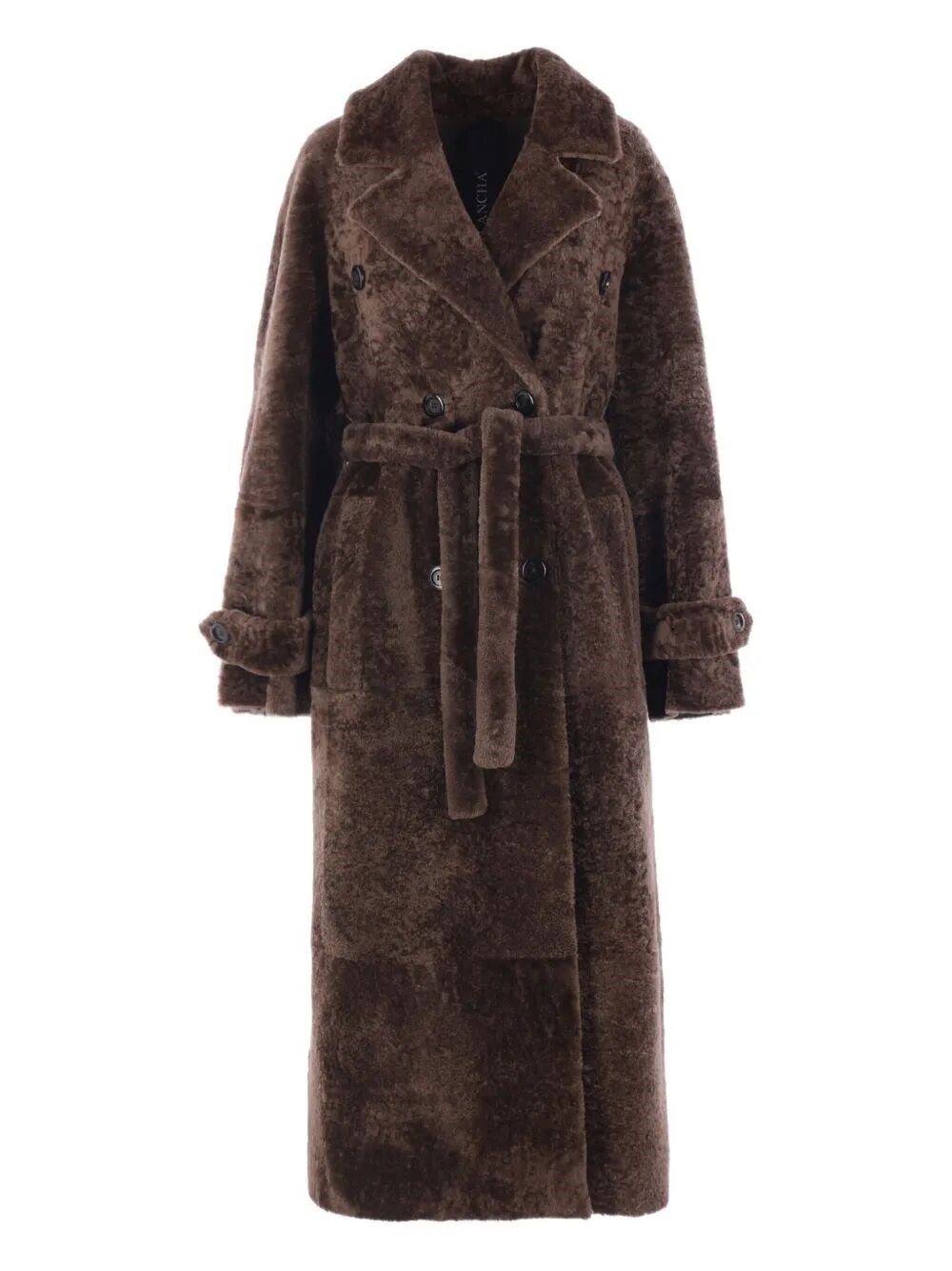 Double-breasted belted coat - Brown