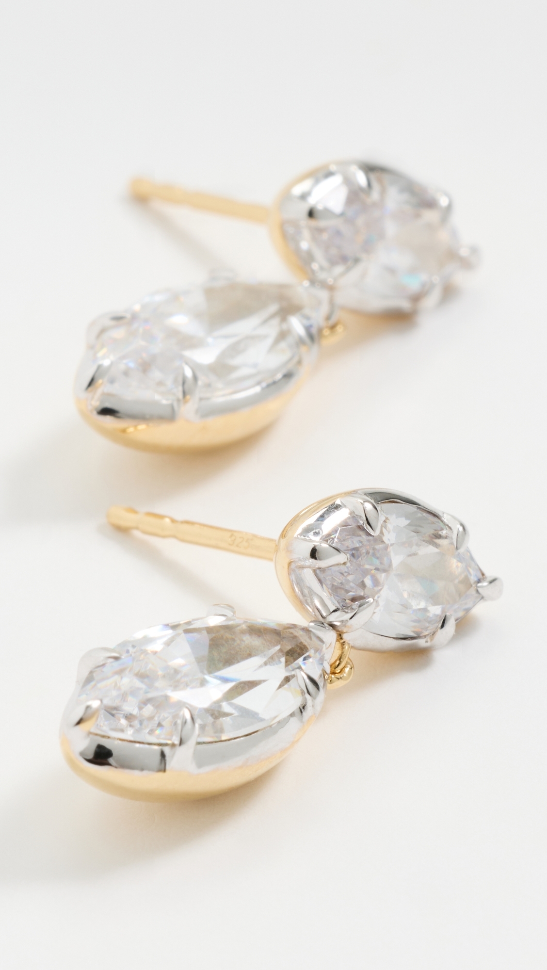 Marquise Georgian Cut Drop Earrings Gold One Size