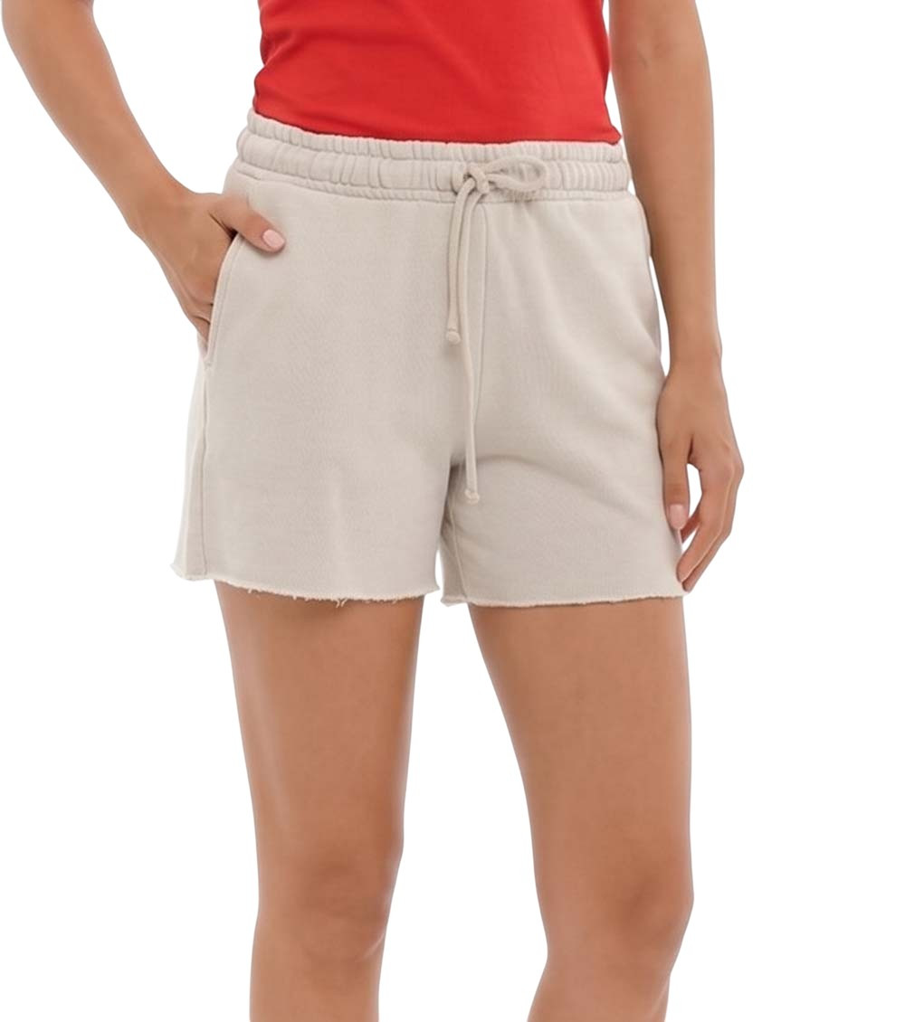 Beige Solid Shorts