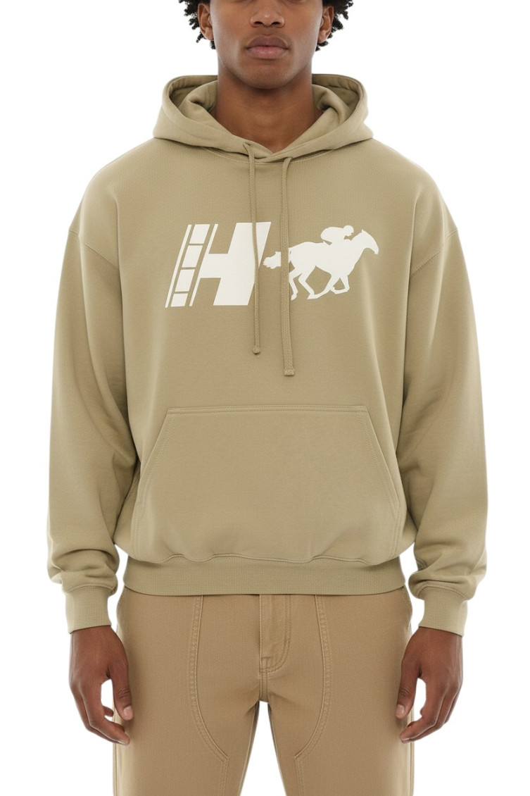 Beige Graphic Print Hoodie