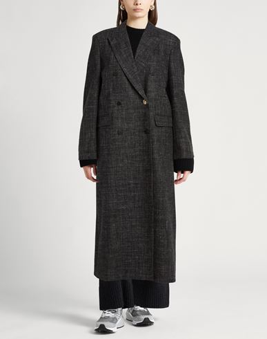 Chocolat Woman Coat Charcoal Size 2 Wool, Polyester, Linen
