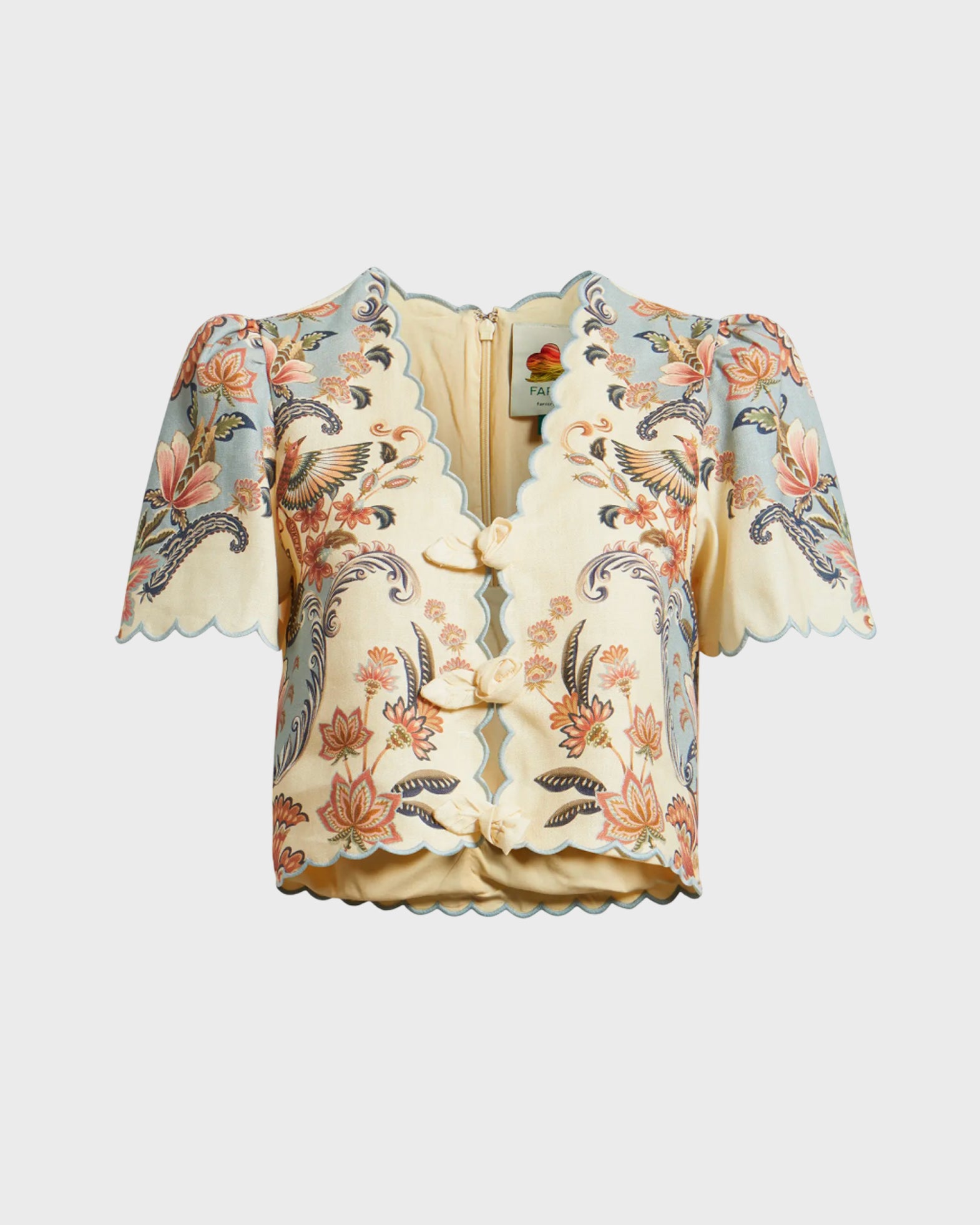 FARMRIO Top Boho Short Sleeve Light yellow