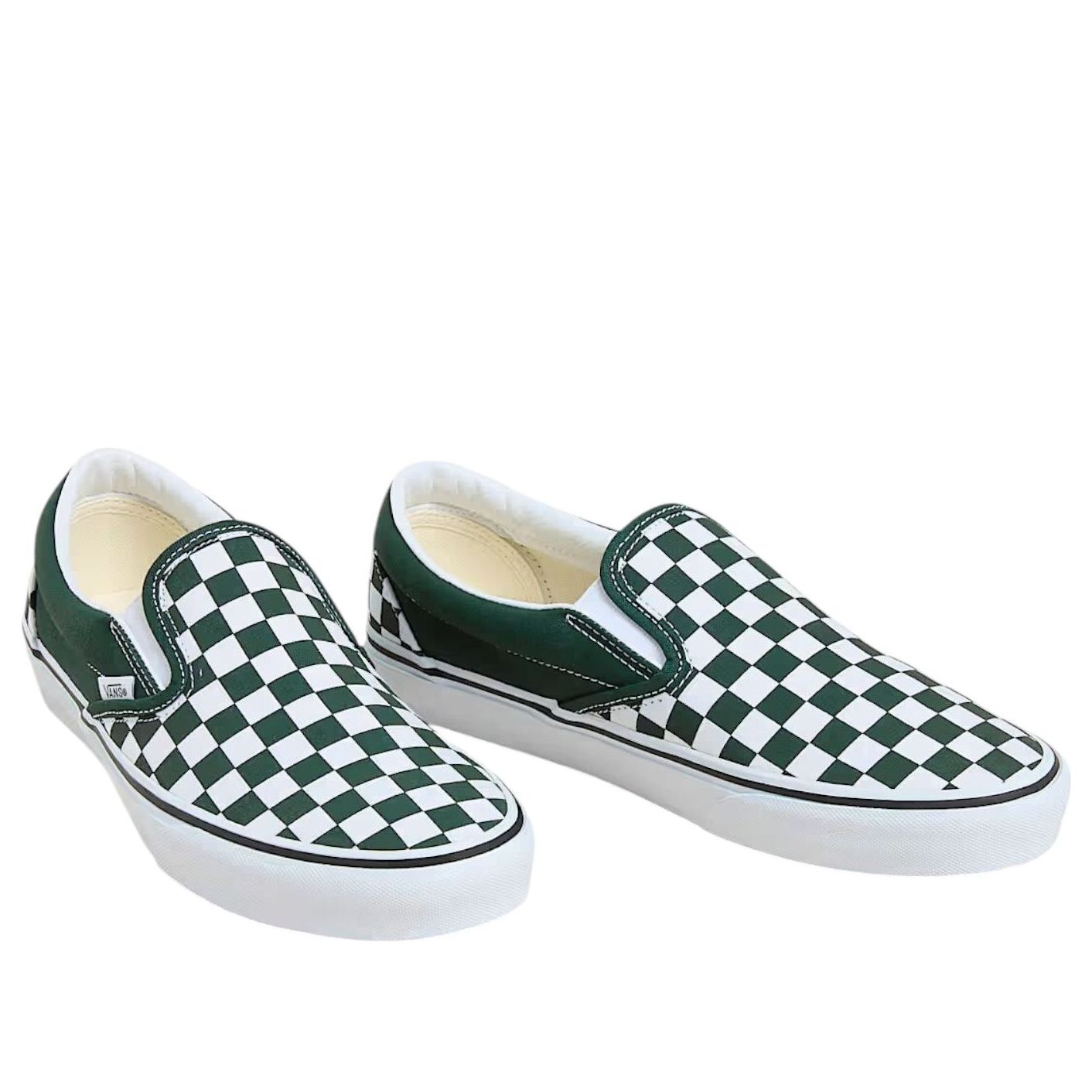 Classic Slip-On 'Checkerboard Scarab Green White'