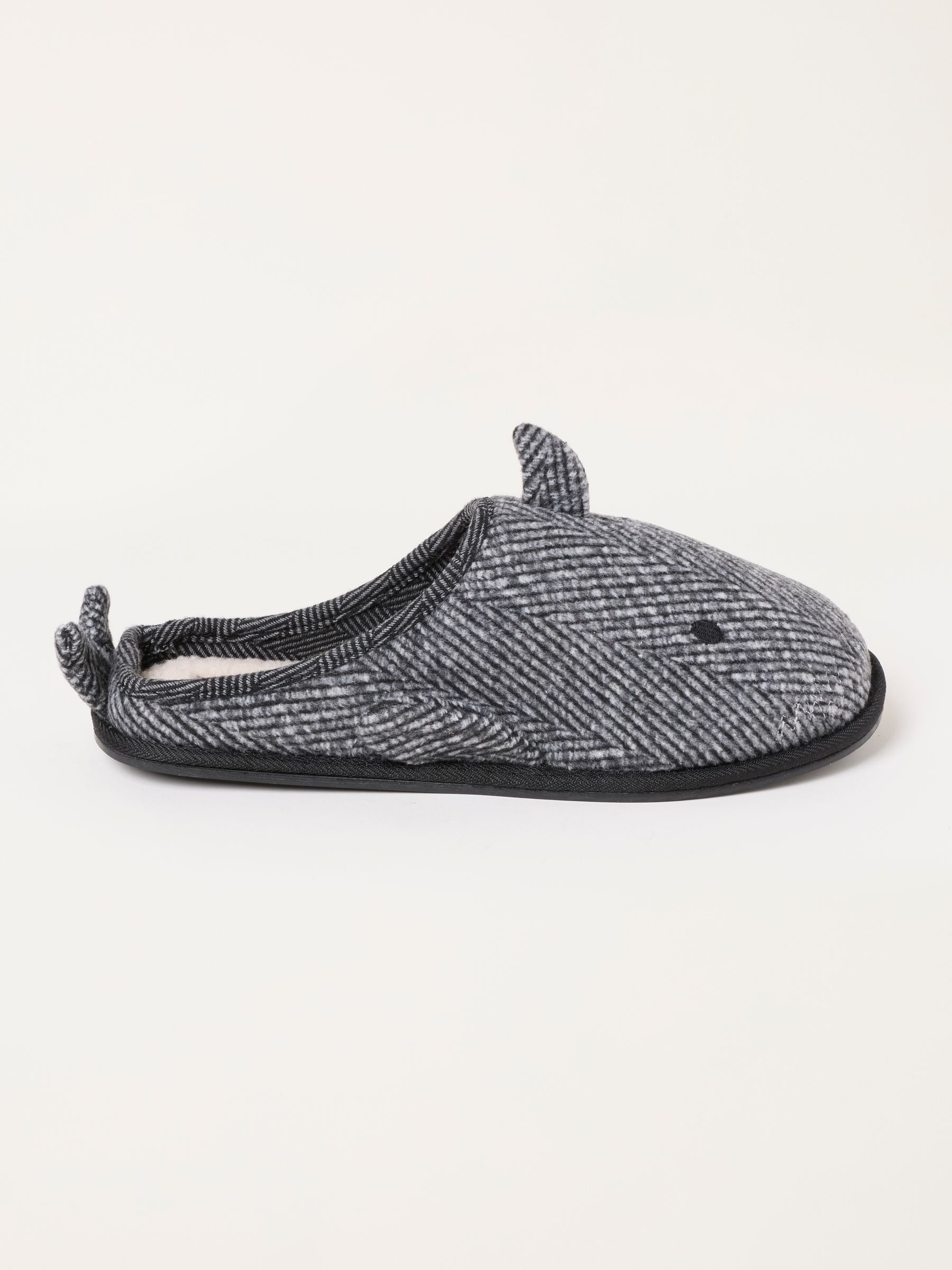 FatFace Grey Simon Shark Novelty Mule Slipper