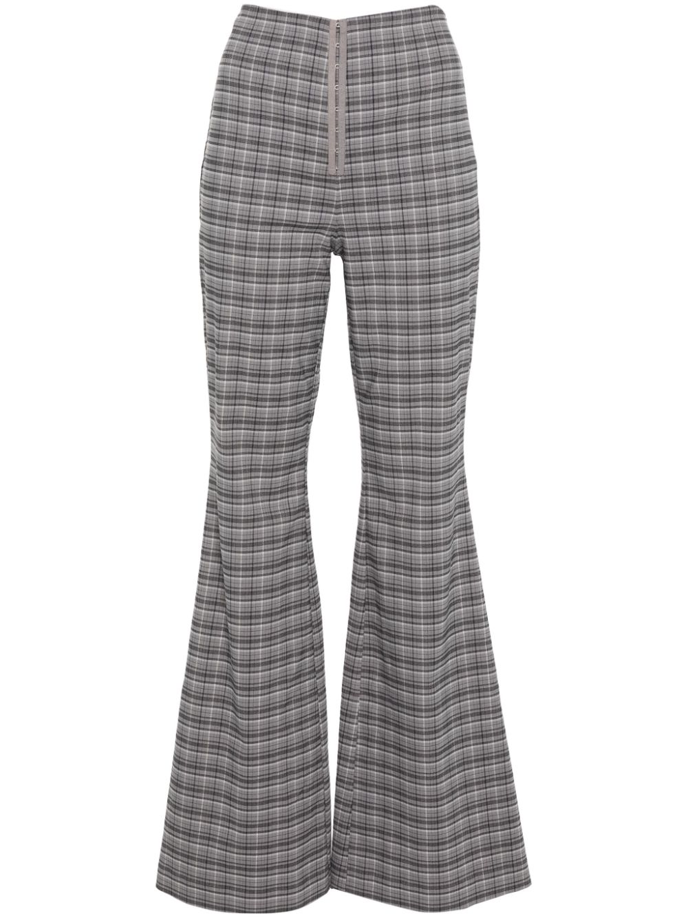 Checked flared trousers - Grey